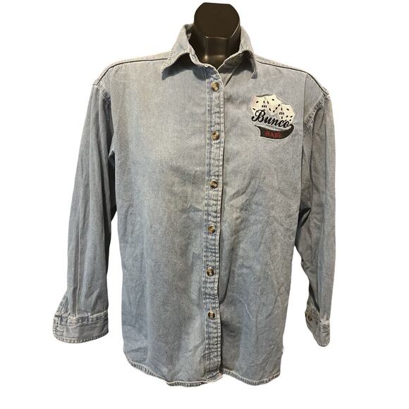 Bunco Babe Embroidered Denim Shirt – Women’s Small - Picture 1 of 7